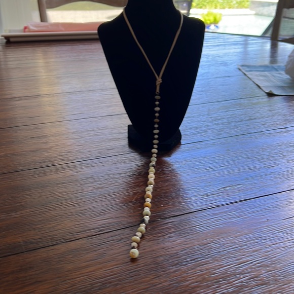 Suede and Stone Lariat Necklace - Picture 1 of 5